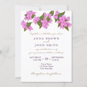 Bougainvillea Tropical Wedding Invitation Kaart