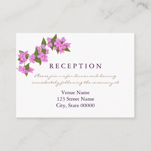 Bougainvillea Tropical Wedding Reception Card Informatiekaartje (Voorkant)