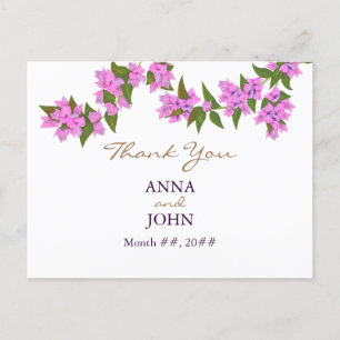 Bougainvillea Tropical Wedding Thank You Postcard Uitnodiging Briefkaart