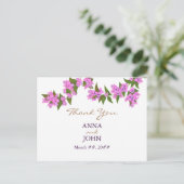 Bougainvillea Tropical Wedding Thank You Postcard Uitnodiging Briefkaart (Staand voorkant)