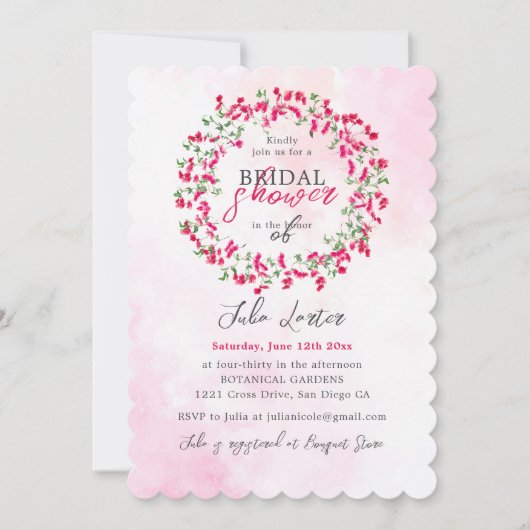 Bougainvillea Tropical Wildflower Vrijgezellenfees Kaart (Voorkant)