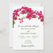 Bougainvillea tropisch groene fuchsia bruiloft kaart (Voorkant)