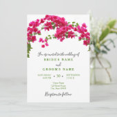 Bougainvillea tropisch groene fuchsia bruiloft kaart (Staand voorkant)