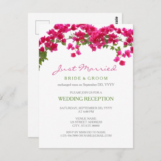 Bougainvillea tropische ontvangst ontsnapt briefkaart (Voorkant / Achterkant)