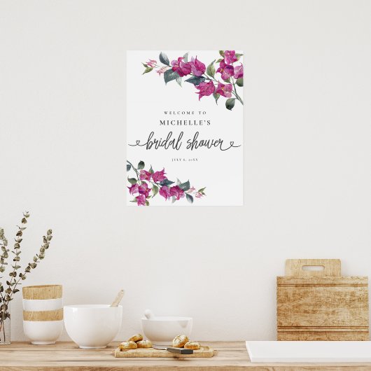 Bougainvillea Vrijgezellenfeest welkomstbord Poster (Keuken)
