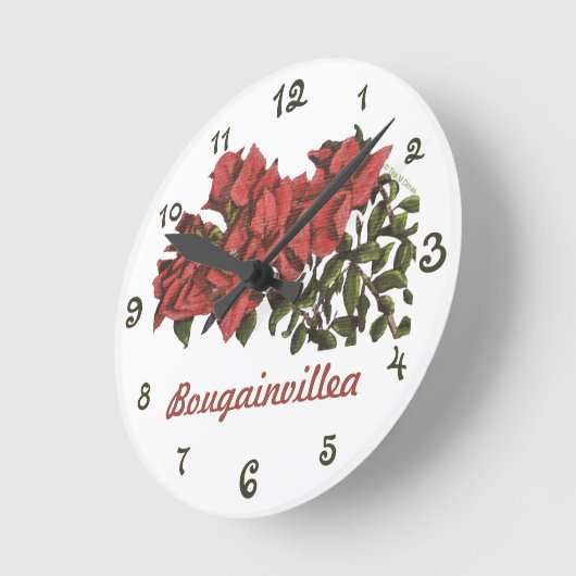 Bougainvillea Wall Clock Ronde Klok (Hoek)