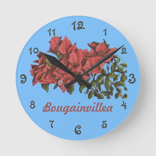 Bougainvillea Wall Clock Ronde Klok (Voorkant)