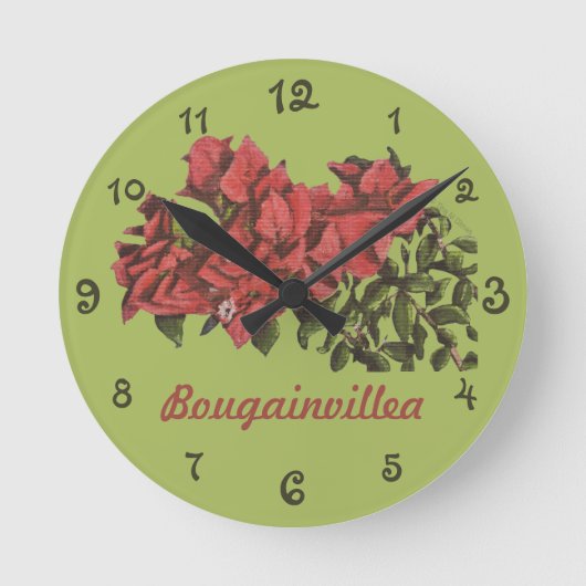Bougainvillea wandklok (Voorkant)