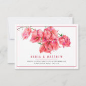 Bougainvillea waterverf rood roze bruiloftsmaaltij RSVP kaartje (Achterkant)