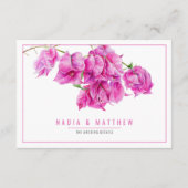 Bougainvillea waterverf roze bruiloft details informatiekaartje (Achterkant)