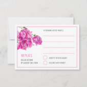 Bougainvillea waterverf roze witte bruiloft RSVP kaartje (Voorkant)