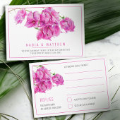 Bougainvillea waterverf roze witte bruiloft RSVP kaartje