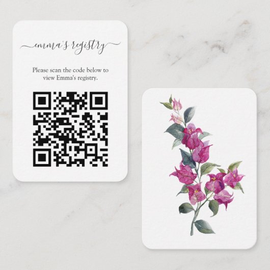 Bougainvillea Wedding BruidsDouche Details QR Code Informatiekaartje (Voorkant / Achterkant)