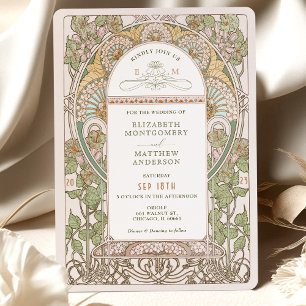 Bougainvillea Wedding Invitations Art Nouveau Kaart