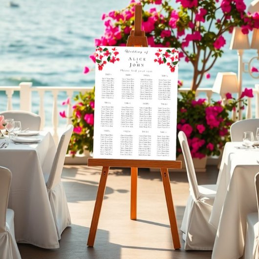 Bougainvillea Wedding Poster zitplaatskaarten