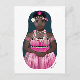 Bougainvillean Matryoshka-Briefkaart Briefkaart