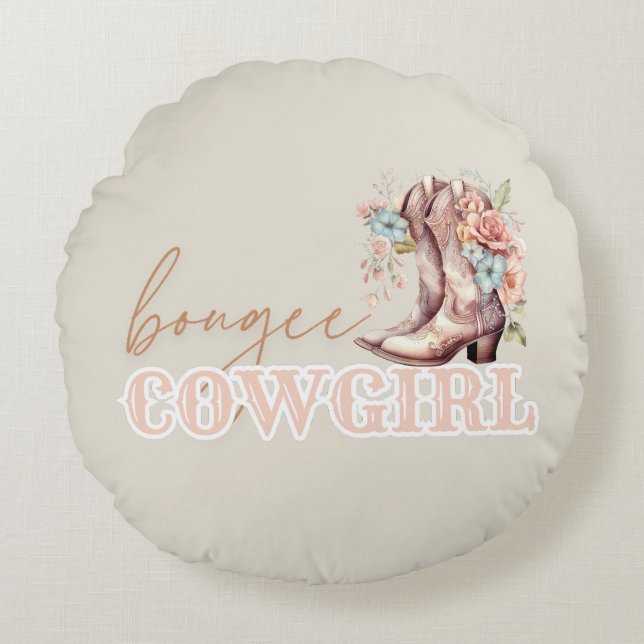 Bougee Cowgirl Boho Country Girl Vibe Rond Kussen (Voorkant)