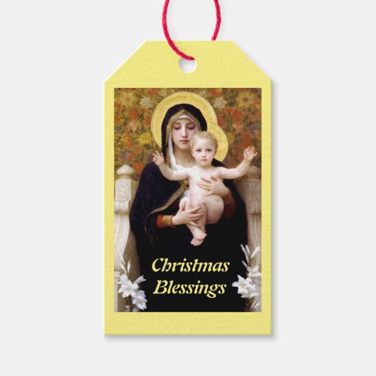 Bougereau Jesus en Mary Kerstzegeningen Cadeaulabel (Voorkant)