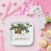 Bough van Holly, Gold Bell en Berries Papieren Bordje (Feest)