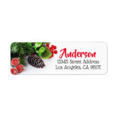 Boughs & Berries Holiday Return Address Label (Voorkant)