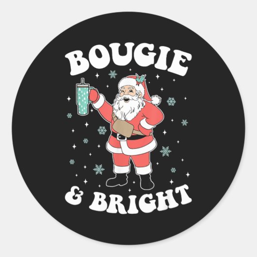 Bougie & Bright Funny Christmas Santa Claus Ronde Sticker (Voorkant)