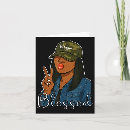 Bougie Blessed Camo Hat Christian Black Woman Kaart (Voorkant)