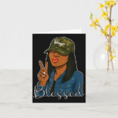 Bougie Blessed Camo Hat Christian Black Woman Kaart (Gele Bloem)