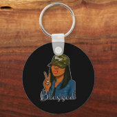 Bougie Blessed Camo Hat Christian Black Woman  Sleutelhanger (Voorkant)