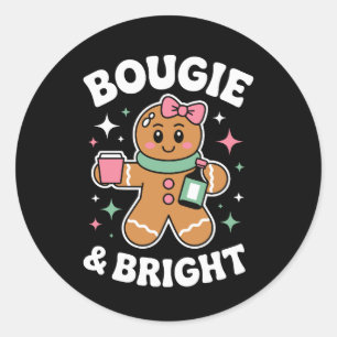 Bougie En Helder Kerst Gingerbread Meisje Boog Ronde Sticker