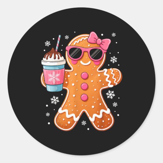 Bougie Gingerbread Hot Chocolate Cocoa Women Girl  Ronde Sticker (Voorkant)