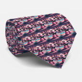 Bougie Roze Palm Springs Poodle Stealth Tie Stropdas (Opgerold)