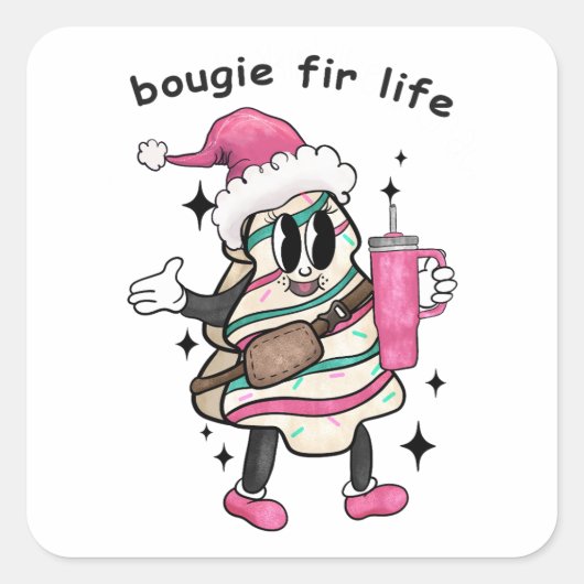 Bougie voor het leven, Boujee kerstboom, kerstcade Vierkante Sticker (Voorkant)
