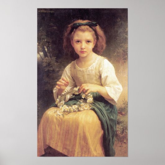 Bouguereau-Child Braiding A Crown Poster (Voorkant)