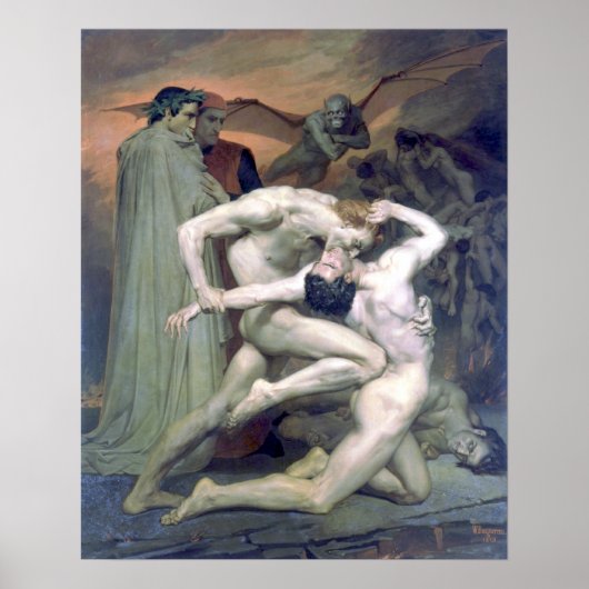 Bouguereau - Dante et Virgile au Enfers Poster (Voorkant)