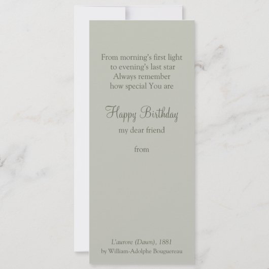 Bouguereau Dawn L'Aurore CC0875 Birthday Kaart (Achterkant)