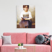 Bouguereau de harde lesson canvas afdruk (Insitu (Woonkamer))