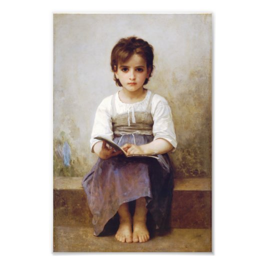 Bouguereau de harde lesson foto afdruk (Voorkant)