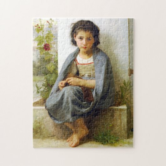 Bouguereau de kleine knitter Puzzle Legpuzzel (Verticaal)