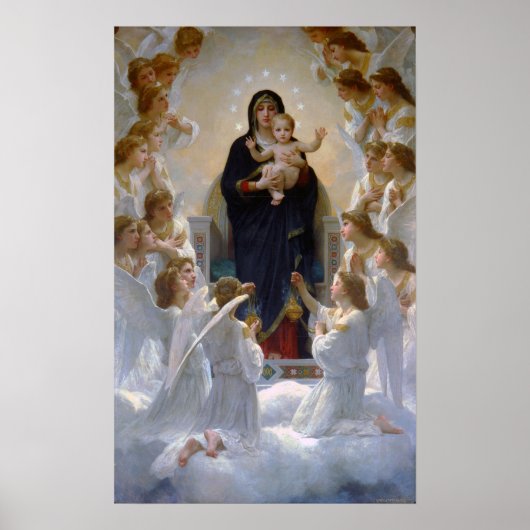 Bouguereau - De Maagd met engelen 1900 Poster (Voorkant)