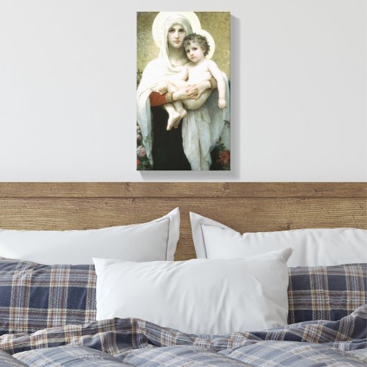 Bouguereau - De Madonna van de Rozen Canvas Afdruk (Insitu (Slaapkamer))