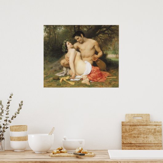 Bouguereau - Faune et Bacchante Poster (Keuken)