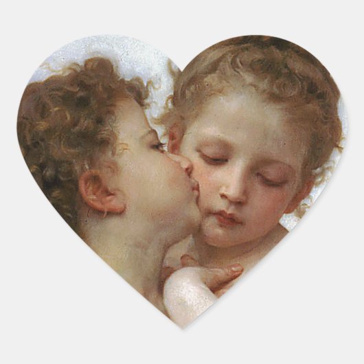 Bouguereau , “ First kiss ” Hart Sticker (Voorkant)