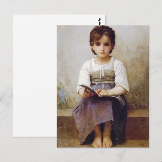 Bouguereau het Briefkaart van de harde lesson (Voorkant / Achterkant)