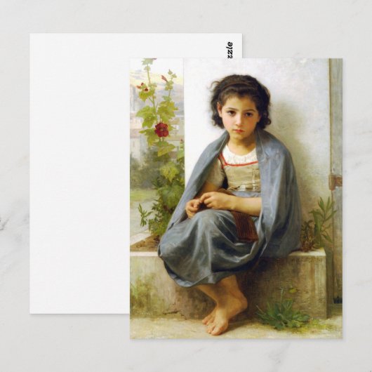 Bouguereau het kleine Briefkaart Knitter (Voorkant / Achterkant)