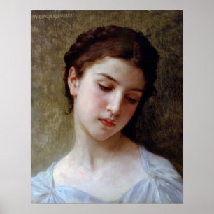 Bouguereau - hoofd van een jong meisje 1898 poster
