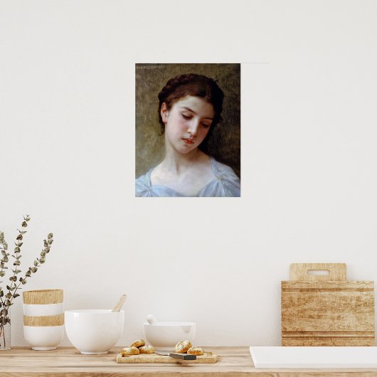 Bouguereau - hoofd van een jong meisje 1898 poster (Keuken)