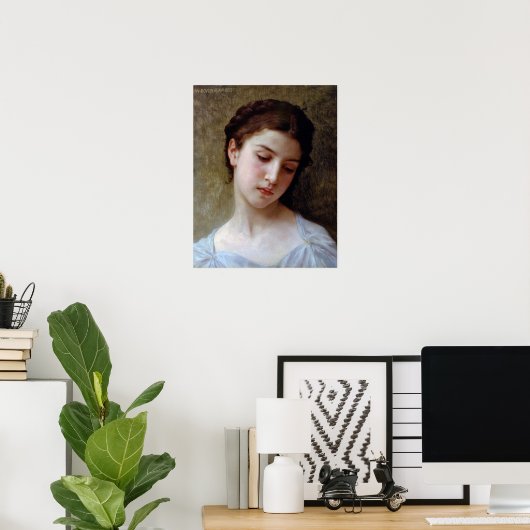 Bouguereau - hoofd van een jong meisje 1898 poster (Thuiskantoor)
