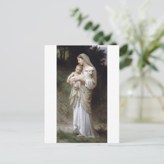 Bouguereau Innocence Lady Child Lamb Briefkaart (Staand voorkant)