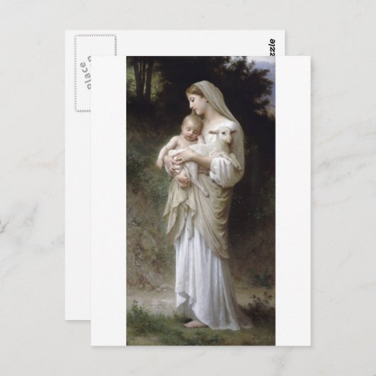 Bouguereau Innocence Lady Child Lamb Briefkaart (Voorkant / Achterkant)