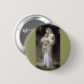 Bouguereau Innocence Lady Child Lamb Ronde Button 5,7 Cm (Voorkant /achterkant)